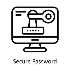 Secure Password Vector  outline Icon Design illustration. Cyber security  Symbol on White background EPS 10 File