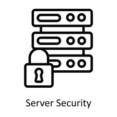 Server Security Vector  outline Icon Design illustration. Cyber security  Symbol on White background EPS 10 File
