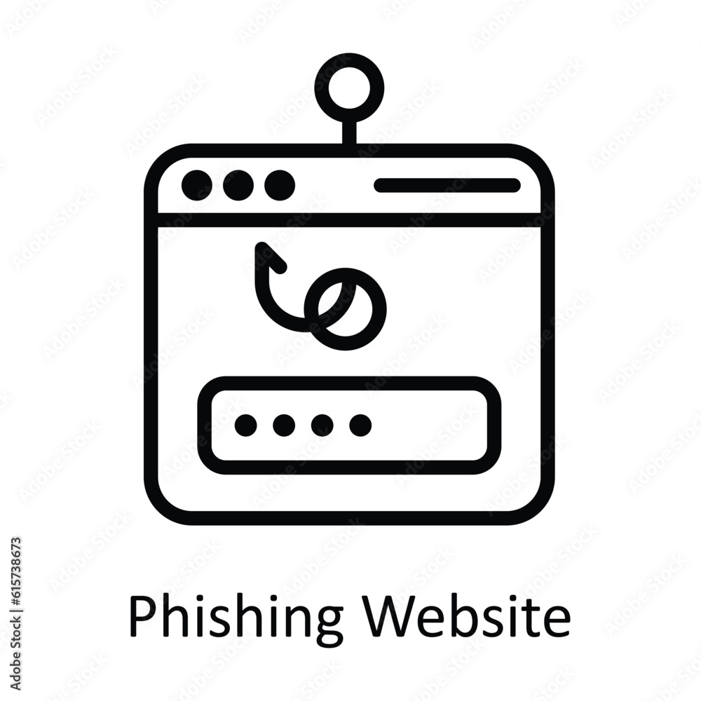 Poster phishing website vector outline icon design illustration. cyber security symbol on white background 
