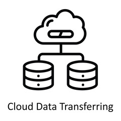 Cloud Data Transferring Vector  outline Icon Design illustration. Cyber security  Symbol on White background EPS 10 File