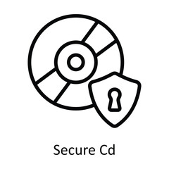 Secure Cd Vector  outline Icon Design illustration. Cyber security  Symbol on White background EPS 10 File