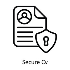 Secure Cv Vector  outline Icon Design illustration. Cyber security  Symbol on White background EPS 10 File