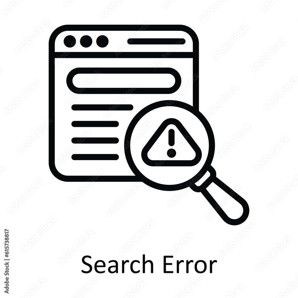 Poster search error vector outline icon design illustration. cyber security symbol on white background eps 