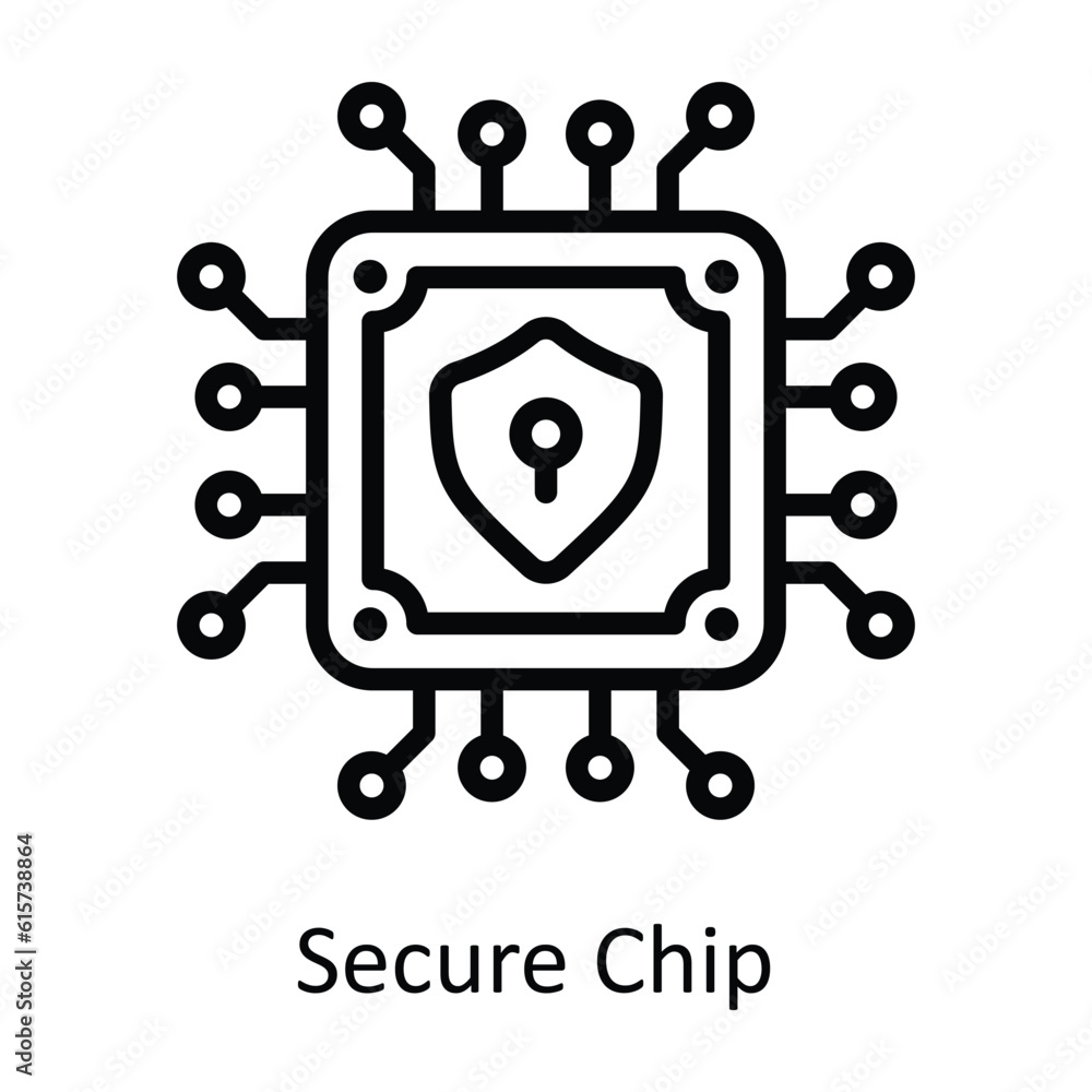 Poster secure chip vector outline icon design illustration. cyber security symbol on white background eps 1