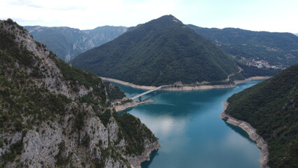Piva Lake and Canyon, Montenegro.