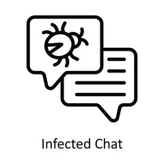 Infected Chat Vector  outline Icon Design illustration. Cyber security  Symbol on White background EPS 10 File