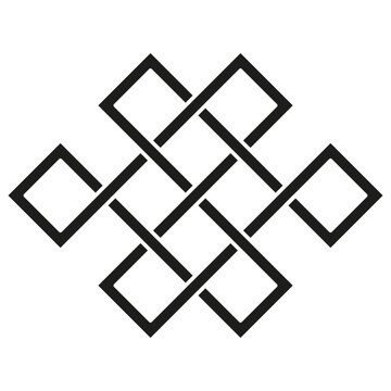 Endless Knot Tibet, Eternal. Buddhism and Spirituality. Vector illustration. stock image.