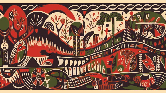 Abstract pattern in native African style. Vector illustration. Traditional African abstract painting