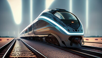 train on the railway, digital train, speed, transport, window ,AI generated