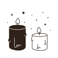 Outline vector illustration of cute candles. Hand drawn fragrance elements. Simple doodle drawing of aromatic objects