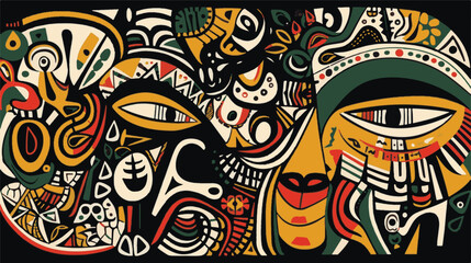 Abstract pattern in native African style. Vector illustration. Traditional African abstract painting - obrazy, fototapety, plakaty
