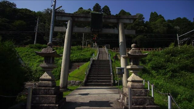 若宮八幡神社の参道を横切る313系普通列車 （東海道本線 柏原 - 関ヶ原, 2023年6月）