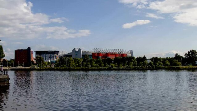4k timelapse of Old Trafford stadium at Salford Quays in Manchester, UK