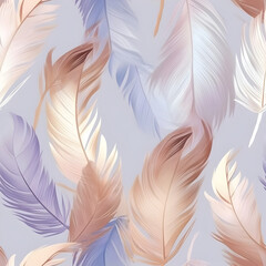Seamless pattern with gentle feather texture. Simple soft wallpaper design. Home decor fashion textile. AI illustration.