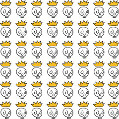 Cartoon and cute skulls with crowns