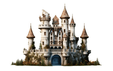 Fairy Tale Castle 3D Illustration On Transparent Background. Generative AI