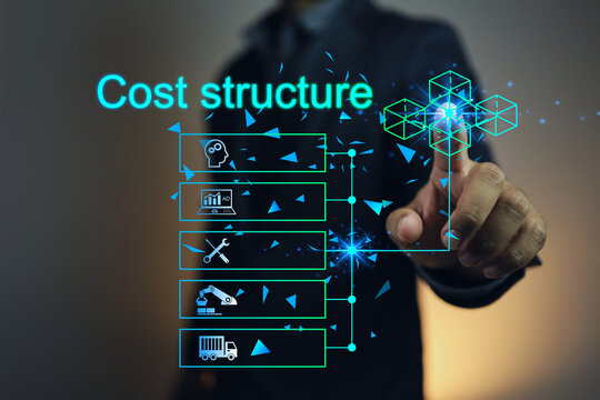 Businessmen or entrepreneurs use hand to analyze a cost structure that includes factors such as production cost, staffing costs, maintenance costs, and advertising.