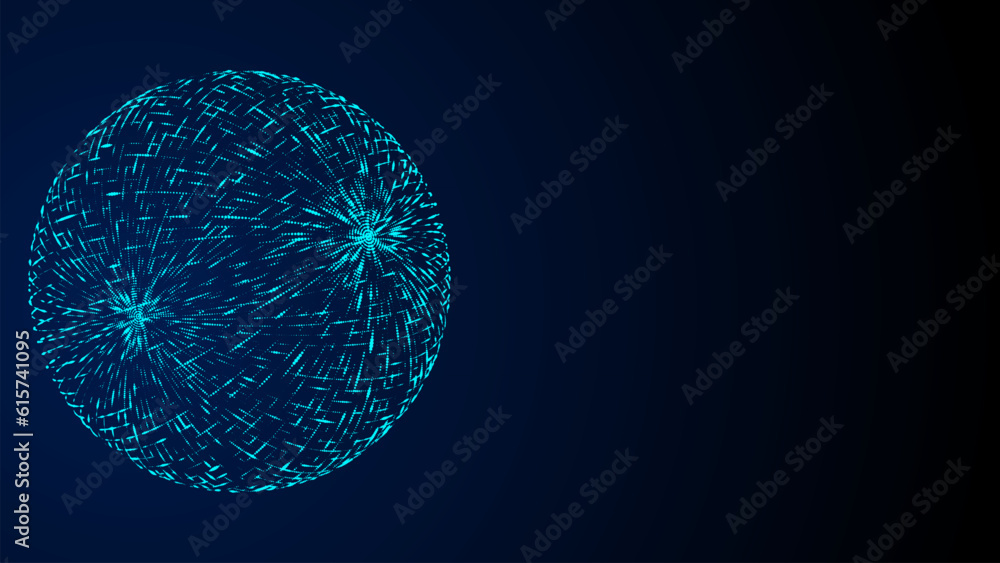 Poster Vector sci-fi sphere with particles and lines. Concept network connection. Frame sphere. Abstract technology background.