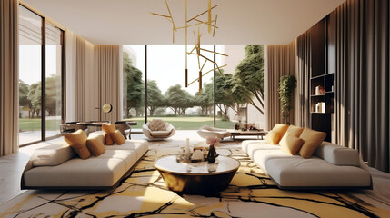 Fototapeta premium Modern living room interior design