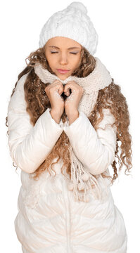 Young Woman In Winter Clothes - Isolated