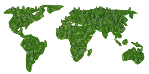 Green World Map or World map made up of various detailed trees. Png png trasparency
