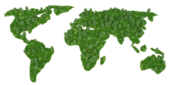 Green World Map or World map made up of various detailed trees. Png png trasparency