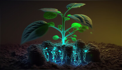 Smart agriculture 5.0 green plant product farming technology. Futuristic agriculture technology for increasing productivity and quality. generative ai.