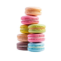 macaroons on white background isolated transparent background, PNG.