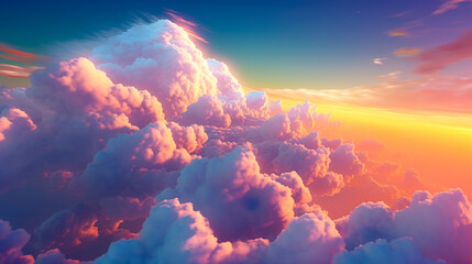 Fototapeta na wymiar 巨大な雲と夕焼けの荘厳な景色　Generative AI