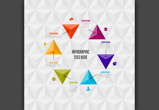 Six triangle elements infographic cycle with icons and descriptions 
