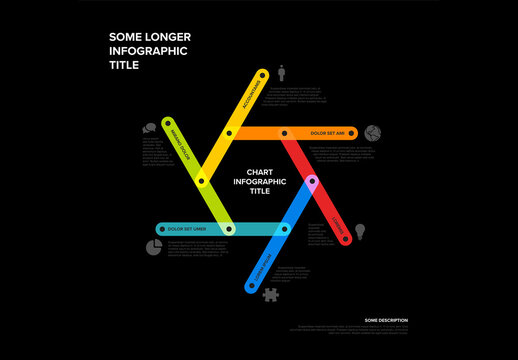Six blocks chart multipurpose infographic template on black background