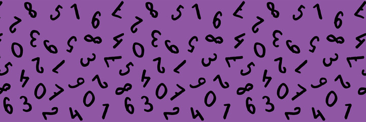template with the image of keyboard symbols. a set of numbers. Surface template. violet purple background. Horizontal image. Banner for insertion into site.