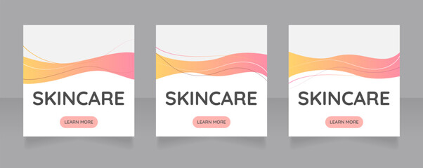 Face skin protection and treatment web banner design template. Vector flyer with text space. Advertising placard with customized copyspace. Printable poster for advertising. Quicksand font used