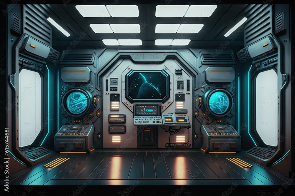 Canvas Prints abstract fantastic outer space of metal gate security control system. concept of discovery planet th