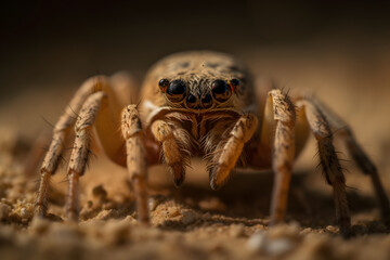 Six-Eyed Spider, macro. Generative AI