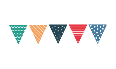 birthday flag designs with various motifs, birthday triangular flags