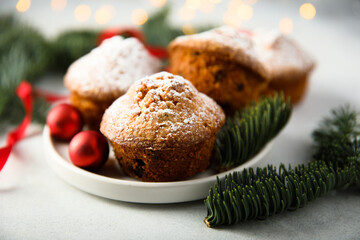 Fototapeta na wymiar Festive homemade muffins with spices