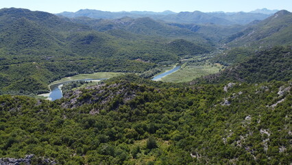 Fototapeta na wymiar Skadar lake river bends, Montenegro