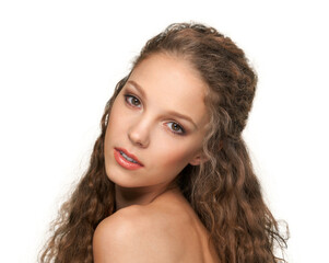 Fototapeta premium beautiful young girl with long smooth hairs