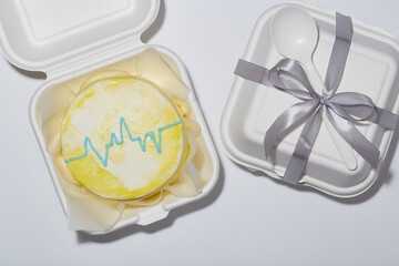 Korean lunchbox bento cake for birthday on white background