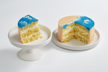 Korean lunchbox bento cake for birthday on white table