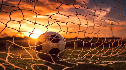 Photo of close up football soccer ball at football field