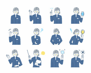 案内係の女性の表情　バリーエーションセット