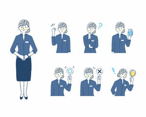 案内係の女性の表情　バリーエーションセット