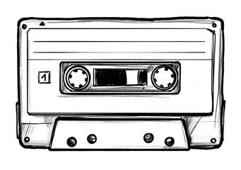 Hand drawn music tape (MC) / cassette - obrazy, fototapety, plakaty