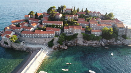 Fototapeta na wymiar Sveti Stefan, Montenegro. Aerial view.
