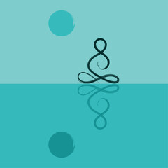 Abstract illustration meditation and moon in blue colors