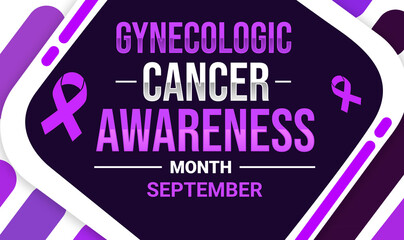 Gynecologic Cancer awareness month wallpaper in purple color ribbon and typography. September is Gynecologic month, backdrop design