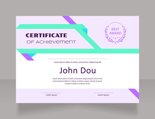 Global economics certificate design template. Vector diploma with customized copyspace and borders. Printable document for awards and recognition. Syncopate, Poller One, Arial Regular fonts used