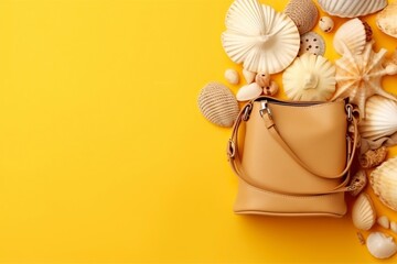 A stunning collection of colorful and trendy women's bags for the summer season. AI Generated.